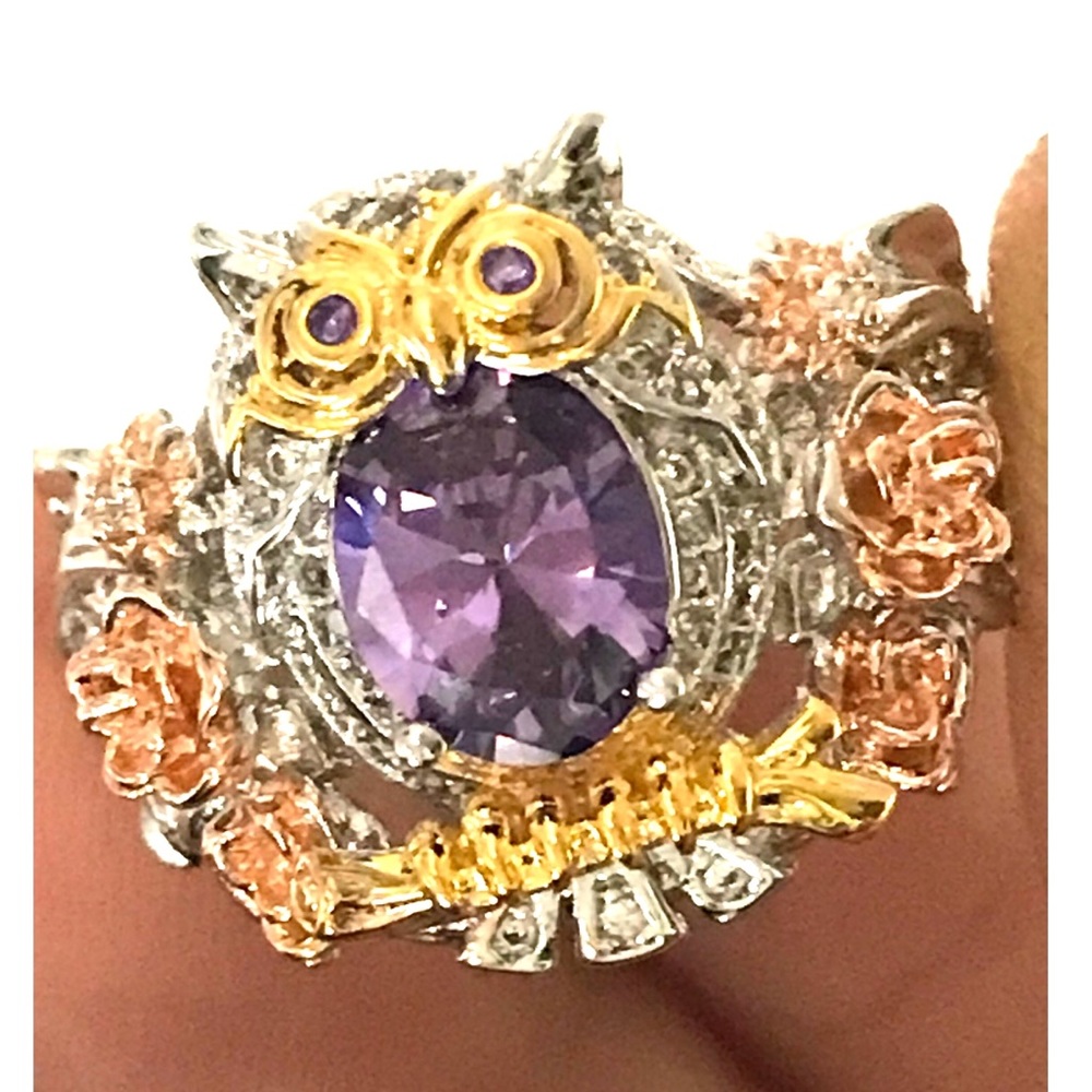 3 for $30 Women's Fashion Owl Ring Purple Buy 2 get 1 Free Statement Jewelry - Picture 5 of 7